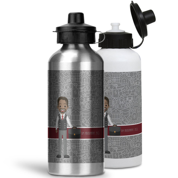Lawyer / Attorney Avatar Aluminum Water Bottles - MAIN (white &silver)