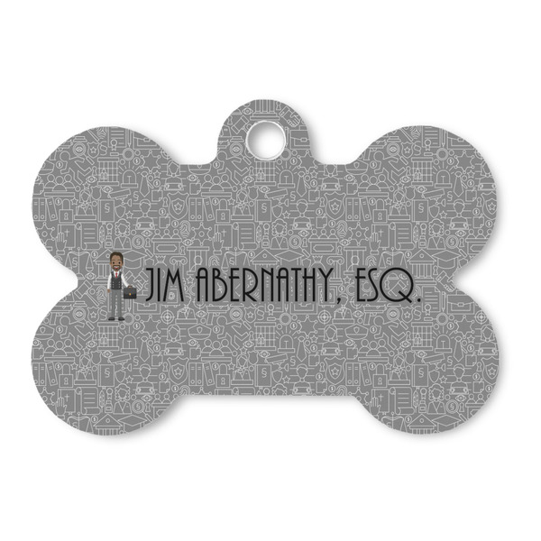 Custom Lawyer / Attorney Avatar Bone Shaped Dog ID Tag (Personalized)