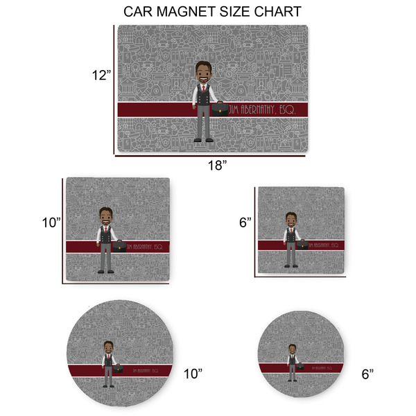 Lawyer / Attorney Avatar Car Magnets - SIZE CHART