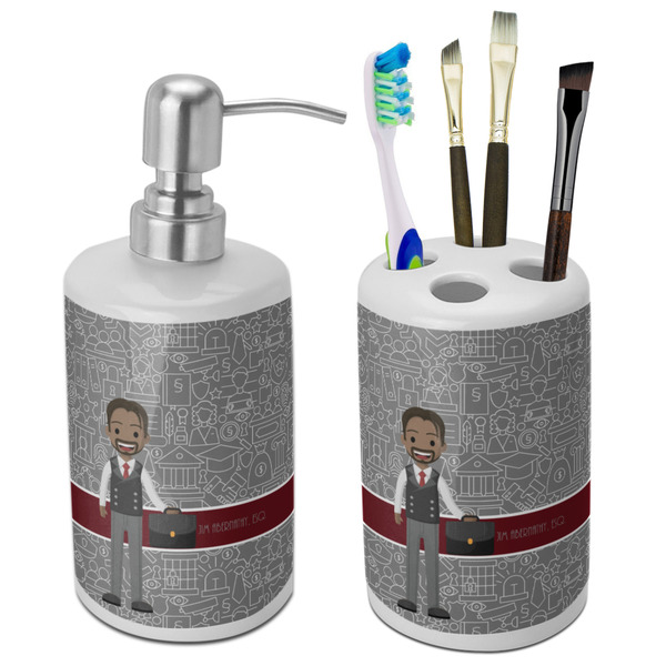 Custom Lawyer / Attorney Avatar Ceramic Bathroom Accessories Set (Personalized)