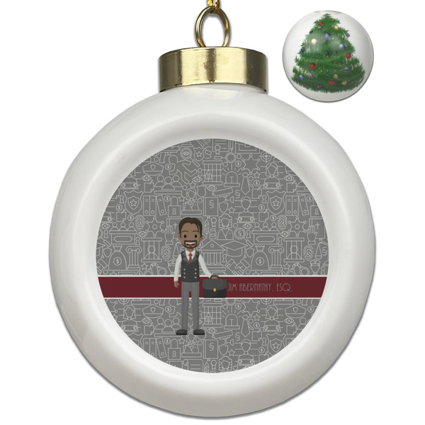 Custom Lawyer / Attorney Avatar Ceramic Ball Ornament - Christmas Tree (Personalized)