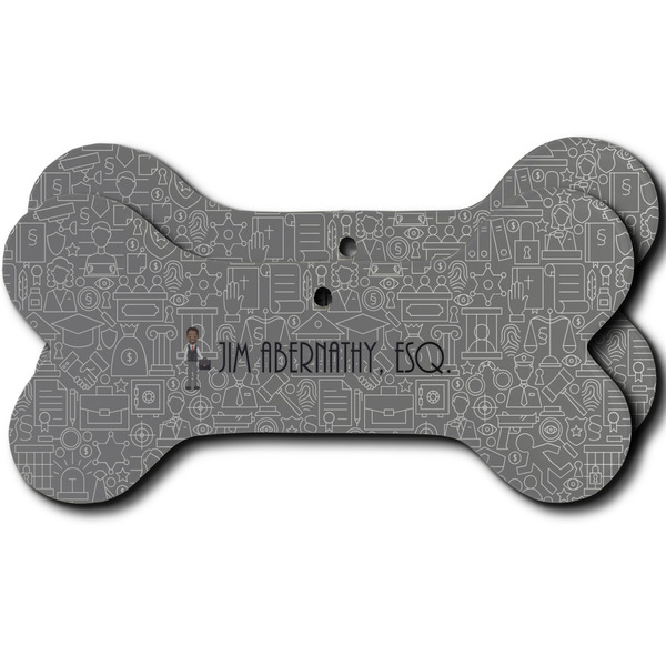 Custom Lawyer / Attorney Avatar Ceramic Dog Ornament - Front & Back w/ Name or Text