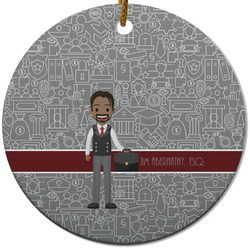 Lawyer / Attorney Avatar Round Ceramic Ornament w/ Name or Text
