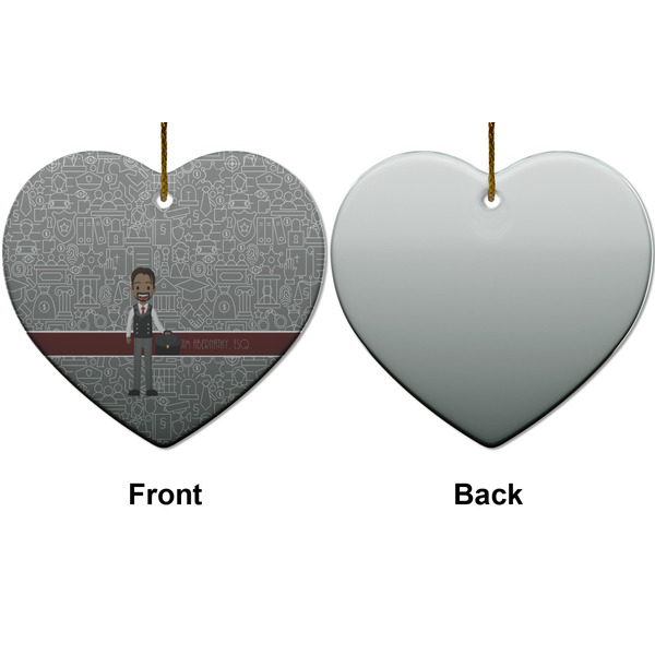 Lawyer / Attorney Avatar Ceramic Flat Ornament - Heart Front & Back (APPROVAL)