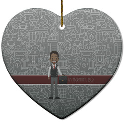 Lawyer / Attorney Avatar Heart Ceramic Ornament w/ Name or Text