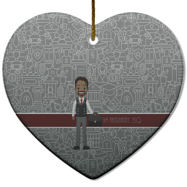 Custom Lawyer / Attorney Avatar Heart Ceramic Ornament w/ Name or Text