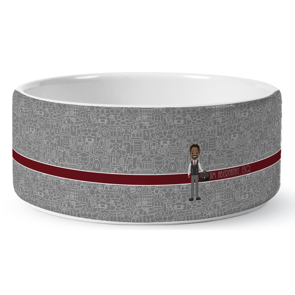 Custom Lawyer / Attorney Avatar Ceramic Dog Bowl - Medium (Personalized)