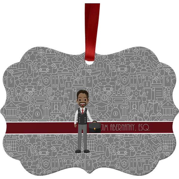 Custom Lawyer / Attorney Avatar Metal Frame Ornament - Double Sided w/ Name or Text