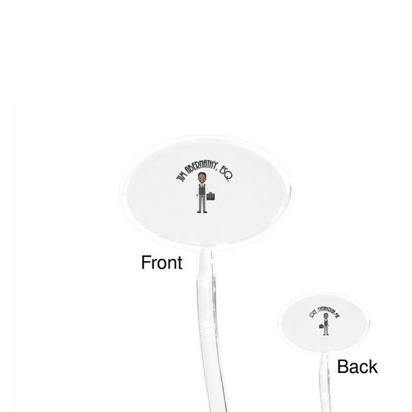 Lawyer / Attorney Avatar Clear Plastic 7" Stir Stick - Oval - Front & Back