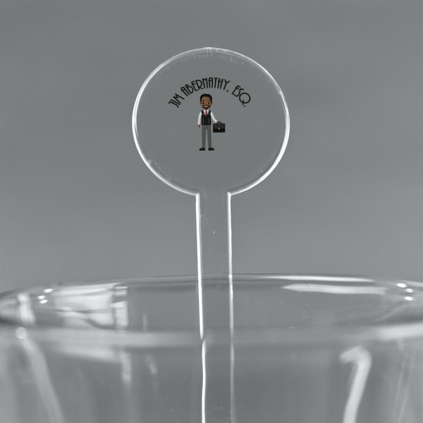 Custom Lawyer / Attorney Avatar 5.5" Round Plastic Stir Sticks - Clear (Personalized)