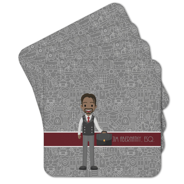 Custom Lawyer / Attorney Avatar Cork Coaster - Set of 4 w/ Name or Text