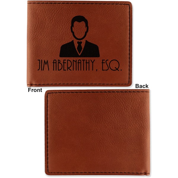 Lawyer / Attorney Avatar Cognac Leatherette Bifold Wallets - Front and Back Single Sided - Apvl