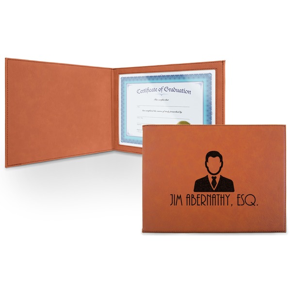 Custom Lawyer / Attorney Avatar Leatherette Certificate Holder - Front (Personalized)