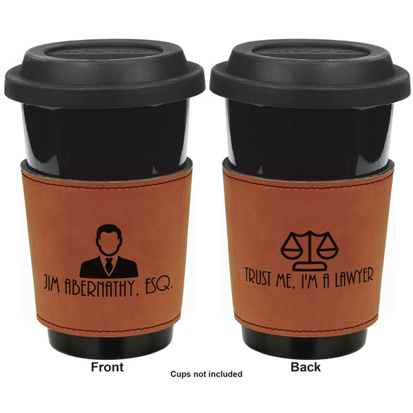 Lawyer / Attorney Avatar Cognac Leatherette Mug Sleeve - Double Sided Apvl
