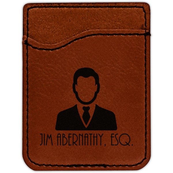 Lawyer / Attorney Avatar Cognac Leatherette Phone Wallet close up