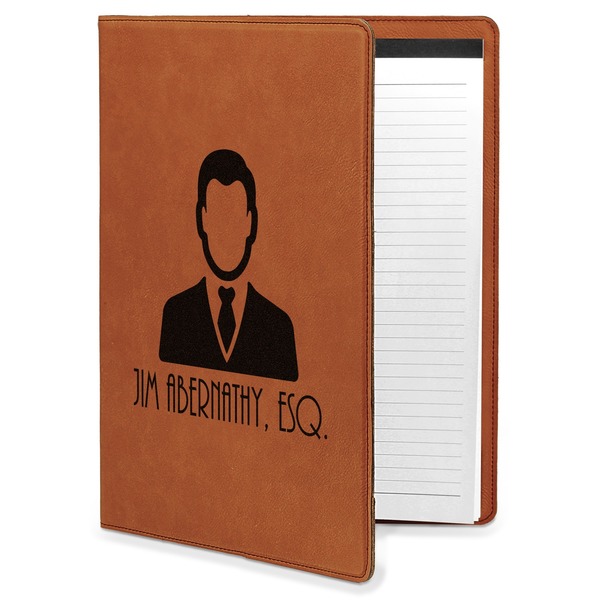 Custom Lawyer / Attorney Avatar Leatherette Portfolio with Notepad - Large - Double Sided (Personalized)