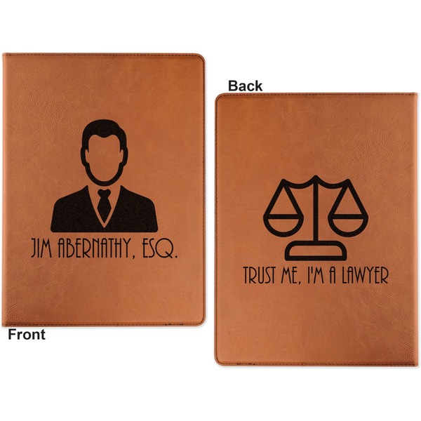 Lawyer / Attorney Avatar Cognac Leatherette Portfolios with Notepad - Small - Double Sided- Apvl