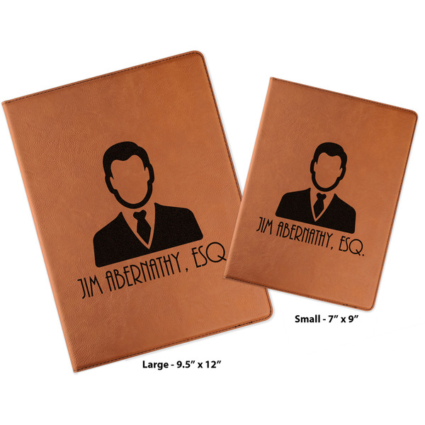 Lawyer / Attorney Avatar Cognac Leatherette Portfolios with Notepads - Compare Sizes