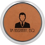 Lawyer / Attorney Avatar Leatherette Round Coaster w/ Silver Edge - Single or Set (Personalized)