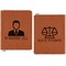 Lawyer / Attorney Avatar Cognac Leatherette Zipper Portfolios with Notepad - Double Sided - Apvl