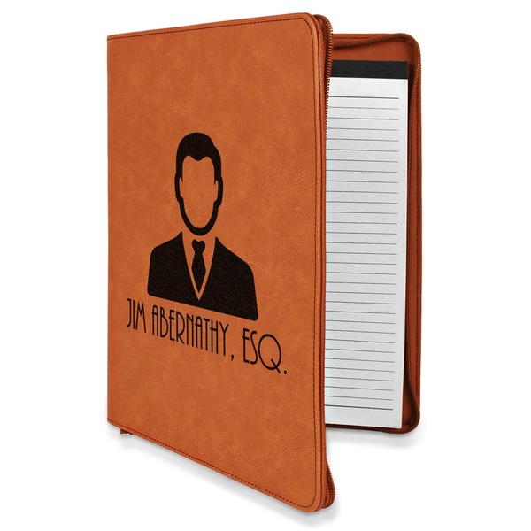 Custom Lawyer / Attorney Avatar Leatherette Zipper Portfolio with Notepad (Personalized)