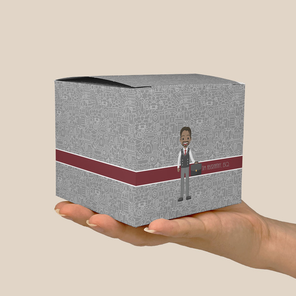 Lawyer / Attorney Avatar Cube Favor Gift Box - On Hand - Scale View