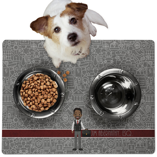 Custom Lawyer / Attorney Avatar Dog Food Mat - Medium w/ Name or Text
