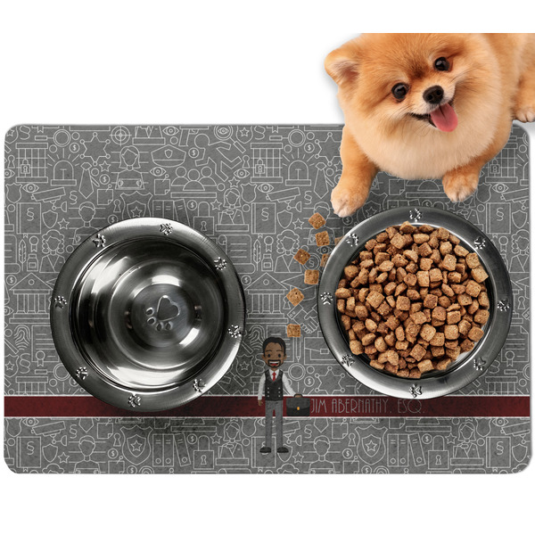Custom Lawyer / Attorney Avatar Dog Food Mat - Small w/ Name or Text