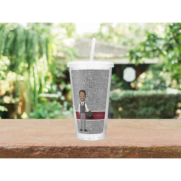 Lawyer / Attorney Avatar Double Wall Tumbler with Straw Lifestyle
