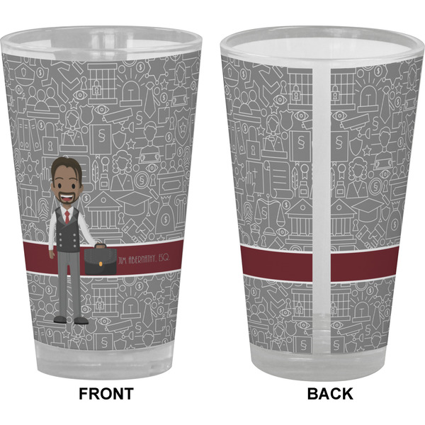 Lawyer / Attorney Avatar Pint Glass - Full Color - Front & Back Views