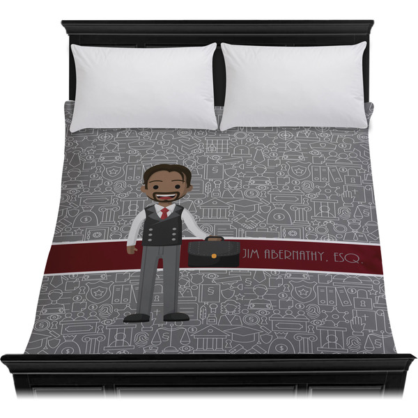 Lawyer / Attorney Avatar Duvet Cover - Queen - On Bed - No Prop