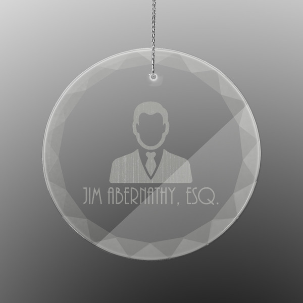 Custom Lawyer / Attorney Avatar Engraved Glass Ornament - Round (Personalized)
