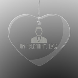 Lawyer / Attorney Avatar Engraved Glass Ornament - Heart (Personalized)
