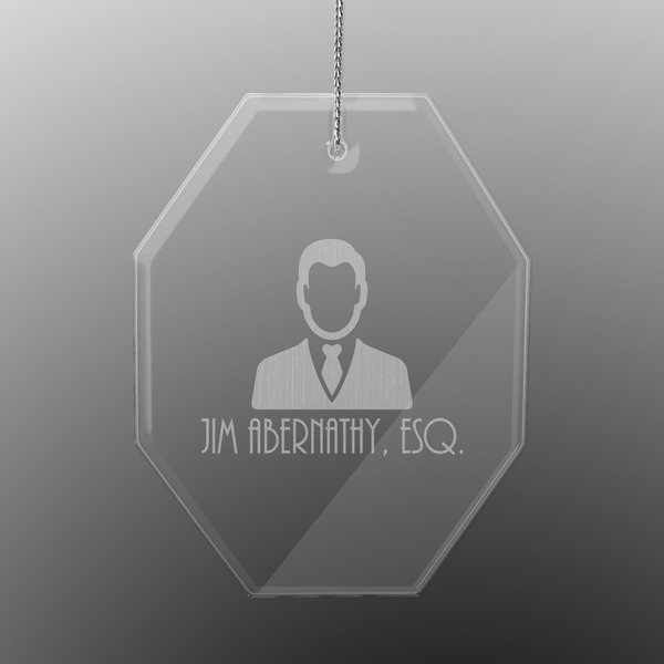 Custom Lawyer / Attorney Avatar Engraved Glass Ornament - Octagon (Personalized)