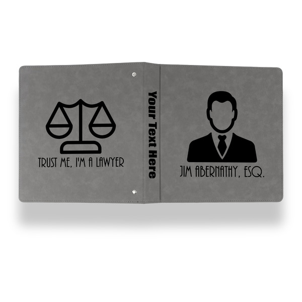 Lawyer / Attorney Avatar Leather Binder - 1" - Grey - Back Spine Front View