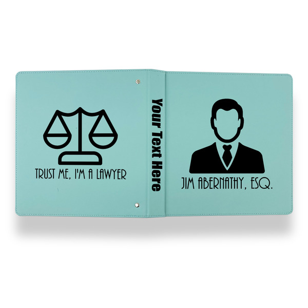 Lawyer / Attorney Avatar Leather Binder - 1" - Teal - Back Spine Front View