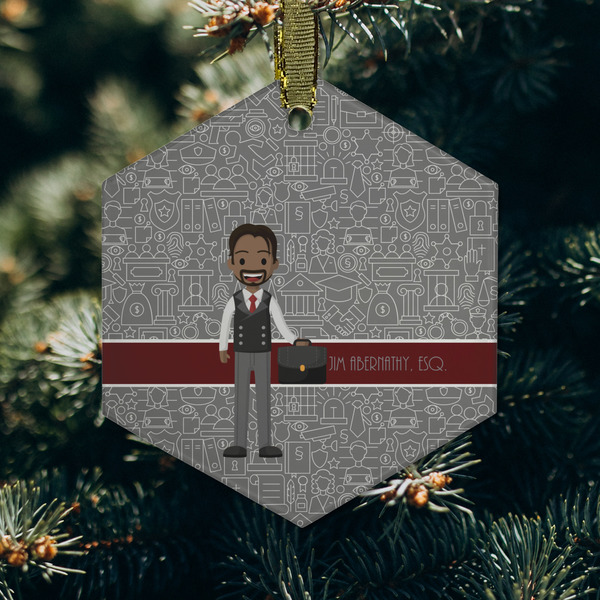 Lawyer / Attorney Avatar Frosted Glass Ornament - Hexagon (Lifestyle)