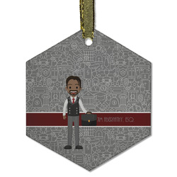Lawyer / Attorney Avatar Flat Glass Ornament - Hexagon w/ Name or Text