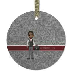 Lawyer / Attorney Avatar Flat Glass Ornament - Round w/ Name or Text