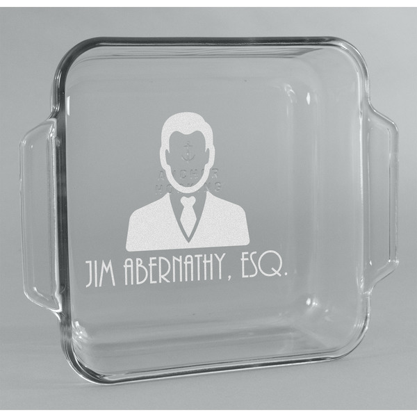 Custom Lawyer / Attorney Avatar Glass Cake Dish - 8in x 8in (Personalized)