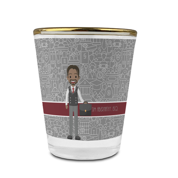 Lawyer / Attorney Avatar Glass Shot Glass - With gold rim - FRONT