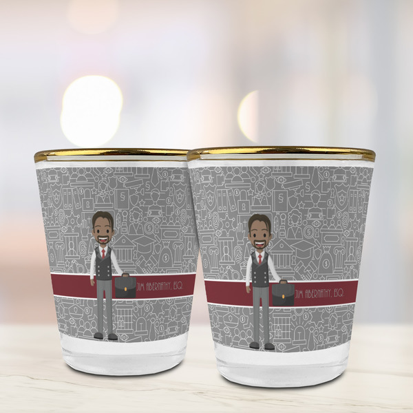 Lawyer / Attorney Avatar Glass Shot Glass - with gold rim - LIFESTYLE