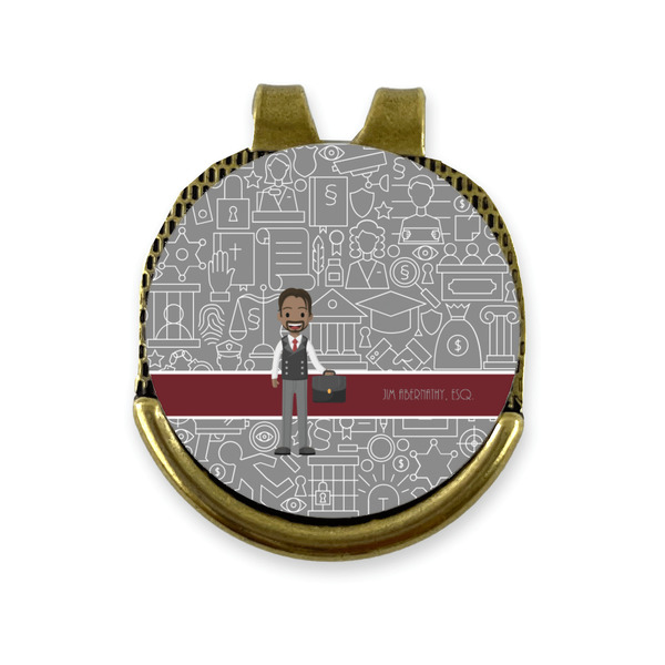 Custom Lawyer / Attorney Avatar Golf Ball Marker - Hat Clip - Gold