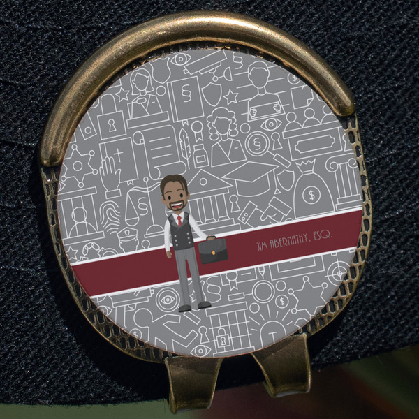 Lawyer / Attorney Avatar Golf Ball Marker Hat Clip - Gold - Close Up
