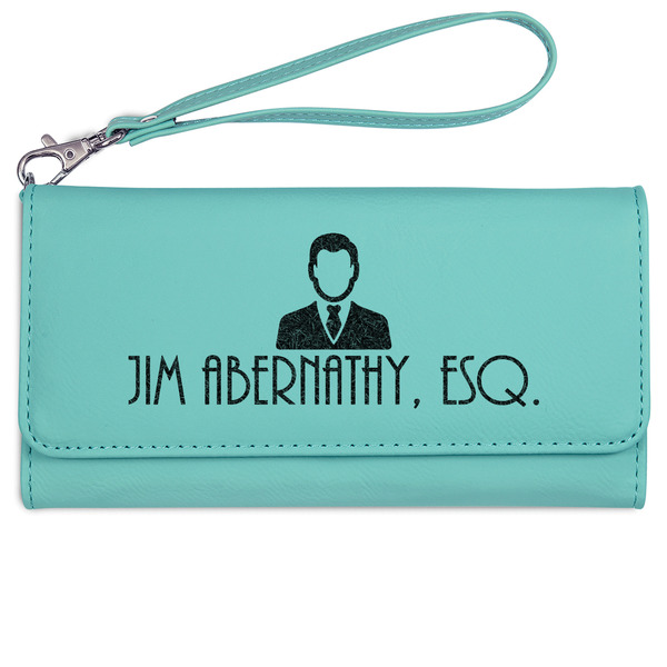 Custom Lawyer / Attorney Avatar Ladies Leatherette Wallet - Laser Engraved- Teal (Personalized)