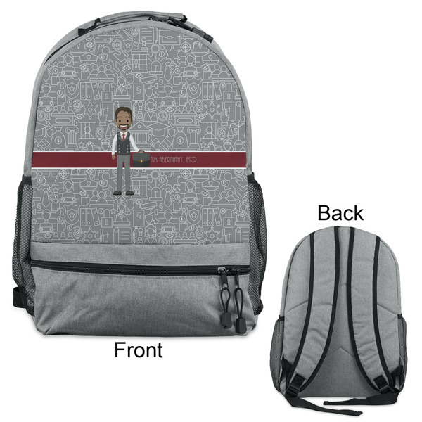 Lawyer / Attorney Avatar Large Backpack - Gray - Front & Back View
