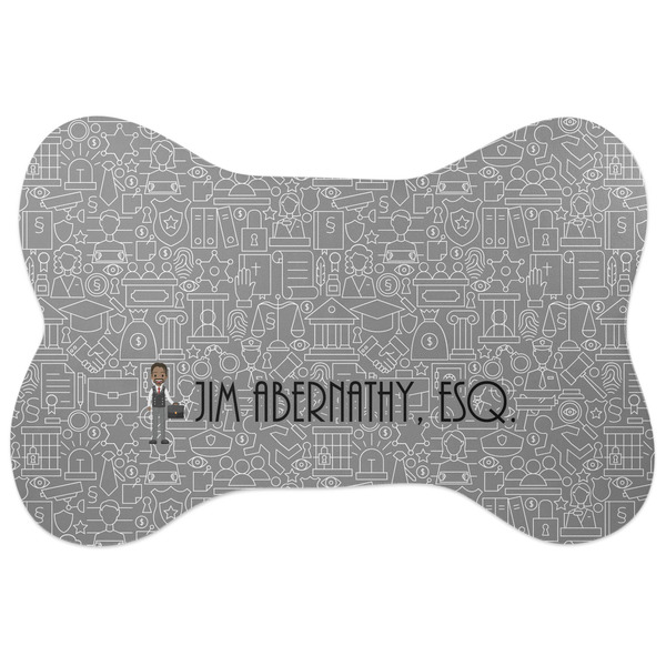 Custom Lawyer / Attorney Avatar Bone Shaped Dog Food Mat (Personalized)