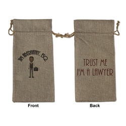 Lawyer / Attorney Avatar Large Burlap Gift Bag - Front & Back (Personalized)