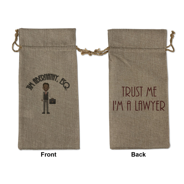 Custom Lawyer / Attorney Avatar Large Burlap Gift Bag - Front & Back (Personalized)