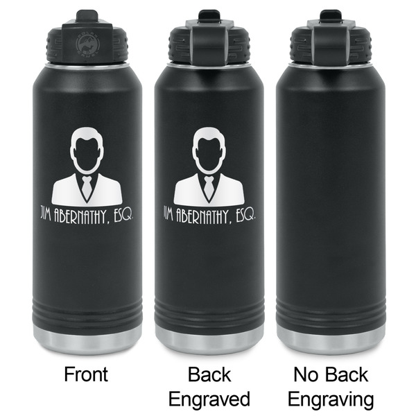 Lawyer / Attorney Avatar Laser Engraved Water Bottles - 2 Styles - Front & Back View
